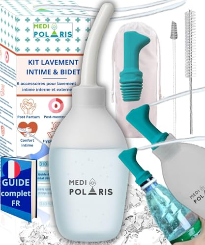 Poire Lavement intime spécialisée 310 mL + Bidet, silicone transparent hygiène renforcée, Canule Épaisse Confort & Sécurité, Hygiène Intime Homme/Femme, Dispositif Médical Cl. I