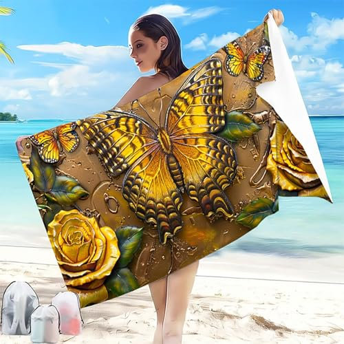 Telo Mare Microfibra Spiaggia 80 x 160 mm Telo Mare Grande Giallo Antisabbia Asciugatura Rapida, Ultra Assorbente Salvietta da Compatta Salvaspazio Asciugamano Microfibra per Piscina Spiaggia Rosa H-2