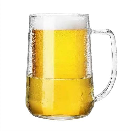 Bicchiere da birra a doppia parete da 480 ml con liquido refrigerante, adatto al congelatore, in vetro borosilicato, per caffè freddo, cocktail, whisky, set regalo