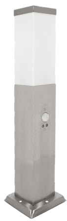 LED Universum - LED Wegeleuchte FREDDY 50cm Silber mit Bewegungsmelder Edelstahl Außenleuchte Stehleuchte Sockelleuchte Pollerleuchte für Garten, Einfahrten und Wege IP44 E27 Fassung