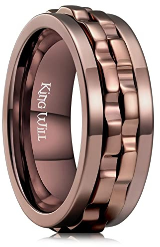 King Will Herren-Spinnerring mit schwarzem Zahnraddesign, Edelstahl, 2 Zahnräder, Fidgetring zur Stressbewältigung, coole Ehegröße