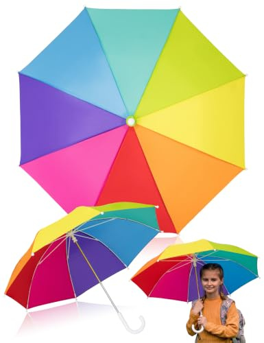 STYNGARD Regenschirm Kinder - Stockschirm Kinder Regenschirm - Kinder Regenschirm Mädchen & Junge - Kinderschirm Modell BERLIN (Regenbogen)