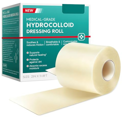 Weciau Hydrokolloidrulle, medicinsk kvalitet, hydrokolloidrulle, 5 cm x 3,6 m flexibel skärbar hydrokolloidfläckar, extra tunn vattentät pimple lappar rulle för sårförband