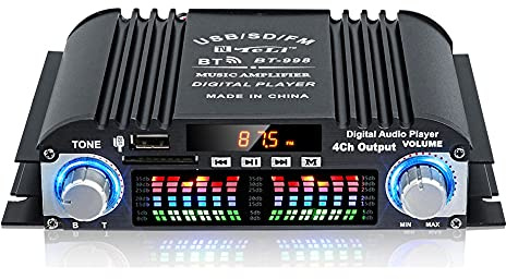 BOFRHME BT-998 HiFi Amplificador de Audio Digital Pantalla LCD ClassD Amplificador de Potencia Radio Bluetooth Coche Altavoz para el Hogar FM USB SD