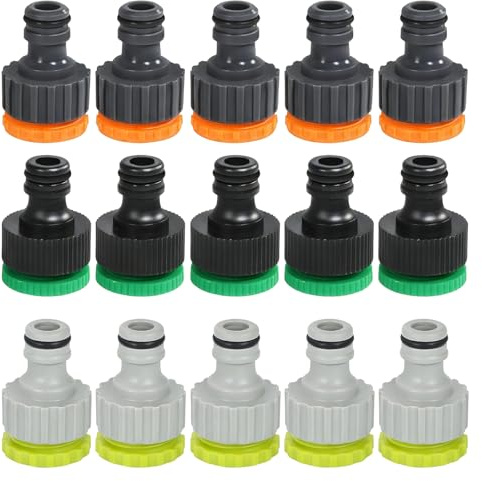 MOAZIFI 15 Piezas Conector Manguera Jardin, Adaptador Grifo Mangueras, Adaptador Manguera Grifo Rapido Para Riego, Lavado, Jardin, Terraza, Patio Y Grifos Exteriores Domestico Y Huerto