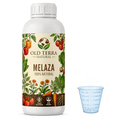 Melaza de Caña Pura - Abono Orgánico Líquido Ultra Espeso y Concentrado, Fertilizante 100% para Potenciar Crecimiento, Floración del Suelo en Huertos y Jardines. Incluye Medidor (0,5 L.)