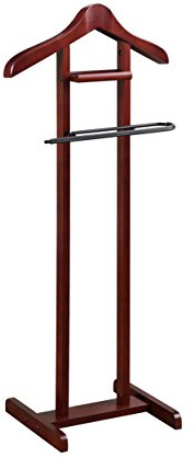 Proman Products Lancaster Suit Valet Stand VL16141 with Tray, Contour Hanger, Trouser Bar, 17 W x 12 D x 42 H, Mahogany