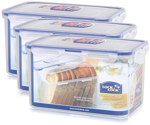 Lock&Lock HPL818 Vorratsdose 1,9L - Luft und Wasserdicht - rechteckig (3er Pack)