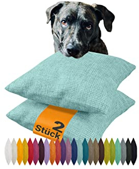 npluseins 2er Pack Kissenhüllen mit Struktur-Muster - Polsteroptik 617.767, 1 Pack (2 Stück) - Kissenhüllen 40 x 40 cm, türkis meliert