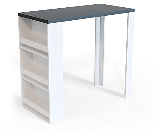 Vicco Bartisch, Bartresen für Esszimmer, Weiß/Anthrazit, 117 x 57 cm mit 3 Fächern