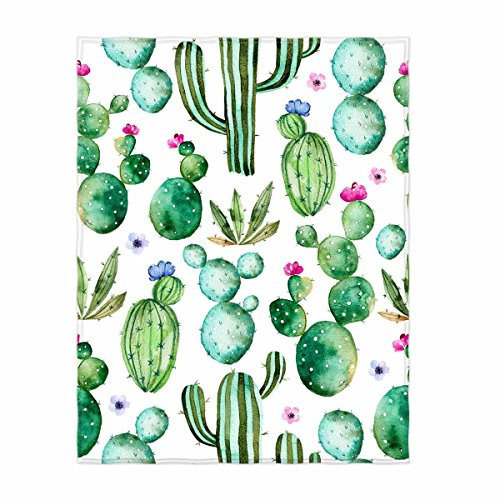 QH 147,2 x 203,3 cm großes Kaktus-Muster, superweiche Überwurfdecke für Bett, Couch, Sofa, leicht, Reisen, Camping, Überwurf, Größe für Kinder und Erwachsene, alle Jahreszeiten