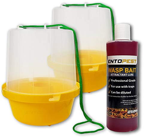Entopest 2 x Wasp Nest Killer Trap and Bait Attractant Kit | Wasp Trap, Hornet Trap, Bee Catcher, Wasp Traps Outdoor/Indoor, Hornet Nest Killer, Wasp Catchers for The Garden