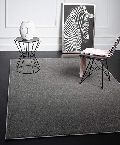 Mia's Teppiche Emma Wohnzimmer Teppich, Kurzflor 17 mm, 120x170 cm, Anthrazit, 17 cm