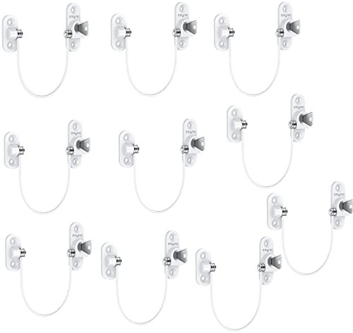 eSynic 10 Pack Window Locks Child Safety Durable& Strong Window Restrictor 185mm Wire Long Window Safety Locks Anti-Theft Security Upvc Window Locks for Home Office Factory Farm Safety etc