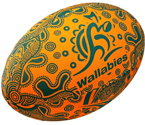 Gilbert Australia Wallabies Ballon de rugby indigène Taille 5 Produit sous licence officielle