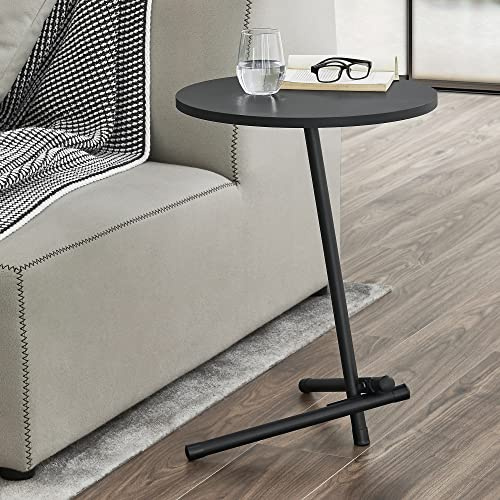 [en.casa] Beistelltisch Karup Wohnzimmertisch Schwarz Sofatisch rund Telefontisch Metallgestell Abstelltisch Kaffeetisch