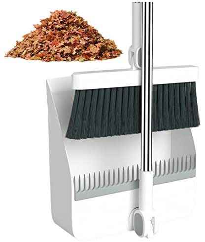 Bavokon Balais Et Pelle À Balayette - 97cm Balai Et Pelle À Manche Long Réglable | Pelle À Balai avec Dents,Pelle À Poussière Verticale Rotatif À 180 °pour Maison,Cuisine,Chambre,Bureau,Lobby