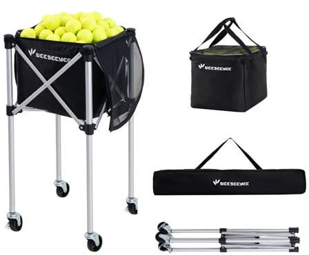 NEESEEYEE Tragbarer Pickleball- und Tennisball-Sammler, Pickleball-Caddy Übungsausrüstung (Platz für 100 Pickleballs oder 150 Tennisbälle)