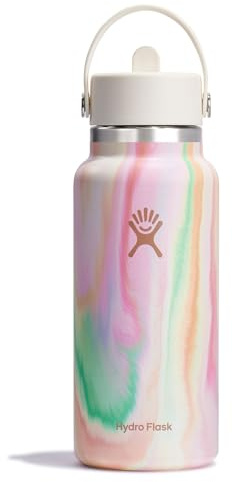 Hydro Flask 32 Oz Wide Flex Straw Cap Bottle - Insulated Stainless Steel - Wide Straw Lid, Non Spill, Leakproof in Sugar Crush