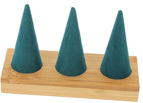 Garneck Grüner Dreifacher Kegel Ring Display Ständer Schmuck Organizer Aus Robustem Material Für Stilvolle Ringaufbewahrung Und Übersichtliche Präsentation Dem Tisch