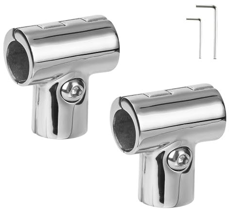 ODYSUNRAL Raccordo a T staccabile per corrimano per barca marina per tubi da 22 mm, in acciaio inox 316 resistente a 90 gradi con cerniera a T per corrimano (confezione da 2)