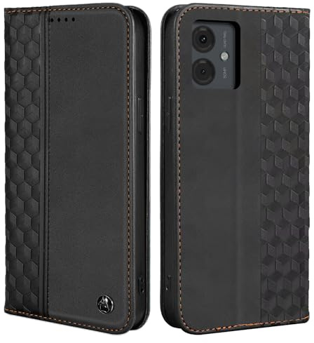 CXTCASE Funda Motorola Moto G14 4G, Funda Tapa Libro Movil Carcasa PU Cuero para Motorola Moto G14 4G, Tipo Libro Flip Wallet Case, Negro