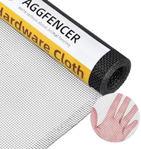 AggFencer 36in x 10ft Black Hardware Cloth 1/8 inch 27Ga PVC Coated Wire Mesh Vinyl Coated Galvanized Wire Mesh Screen Roll, Welded Metal Chicken Wire Fencing, for Garden Plant Fencing Bee Screen