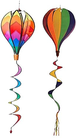 IWOWHERO 2 Stück Windmühle Heißluftballon Gartendeko Gartenanhänger Wetterfeste Spirale Für Outdoor Terrasse Kinderzimmer
