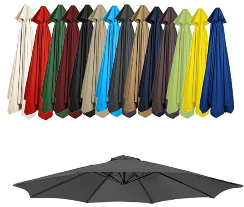 GZDXBF 200cm/270cm/300cm Toile De Rechange pour Parasol, Housse De Rechange pour Parasol À 6/8 Baleines, Auvent De Parasol De Remplacement(Color:Gray,Size:6 Ribs: 2.7m/8.8ft)