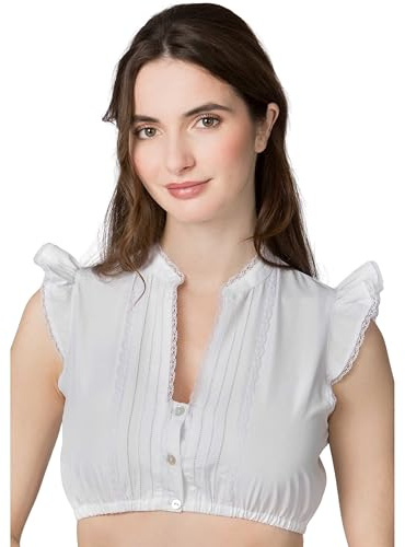 Stockerpoint Dirndlbluse Satine I Größe 30-44 I Damen Bluse in elegantem Design mit femininen Flügelärmeln I Bequem & pflegeleicht I Perfekt für Trachten & Festlichkeiten