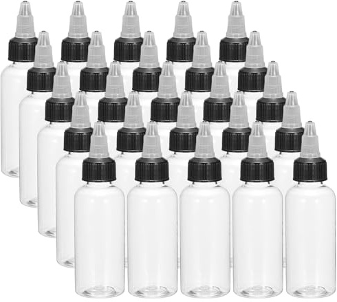 sourcing map 50Pcs 2oz/60ml Squeeze Bottles, Clear Dispensing Bottles with Twist Cap Lids, Plastic Squirt Bottle for Ketchup, Mustard,and Crafts