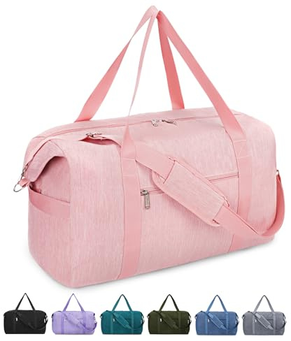 för Easyjet Airlines kabinväska 45 x 36 x 20 undersäte, vikbar duffelväska för resor, kappsäck, handbagage övernattning, för kvinnor och män, Rosa, 52X35X22 CM