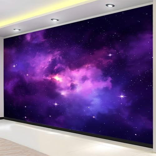 Lila Fototapete 300 x 210 cm Sternenhimmel, Nebelsterne Vliestapete Moderne Art Design Wandtapete Küche Flur Wohnzimmer Büro Badezimmer Kinderzimmer Wanddeko