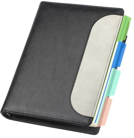 Yarotm Notizbuch A5 Kariert - Ring Binder A5 Notizheft - Notizbuch Leder PU 120 Blatt/240 Seiten - 14x21cm 100GSM Kariert 5mm Notizblock - Schwarz Ringbuch A5 Nachfüllbar Reisetagebuch