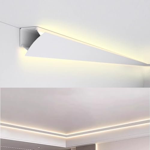 Elitix Led Profile Led Ceiling Light Strip Crown Molding Forindirect Lighting Molding, 3ft / 1m Plaster Lighting System for Trim Edge, Decorative Led Strip Track Cover
