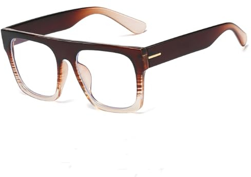 Jurchio Unisex Stylish Square Non-prescription Eyeglasses Glasses Flat Top Big Eyeglass Frames Large lens Clear Lens Eyewear
