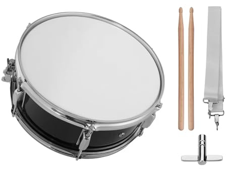 ACAGALA 12-Inch Snare Drum with Drumsticks, Shoulder Strap, Drum Key - Portable, Durable, Ideal for Beginners - Black