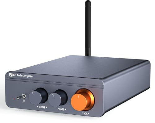 Amplificador Audio, Mini Amplificador HiFi 600W Estéreo Bluetooth 5.4 Clase D Estéreo 2 Canales, Chip TPA3255 Ajuste de Graves y Agudos