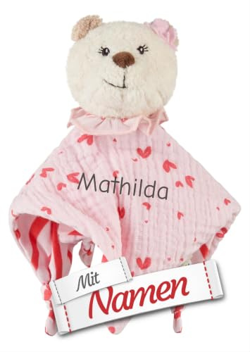 Sterntaler Schmusetuch mit Namen Bestickt - Bär Betty, Bestickt, Babygeschenk zur Geburt und Taufe, Tröster-Form, geblümt, mit Rassel und Knoten, 23 x 7 x 6 cm