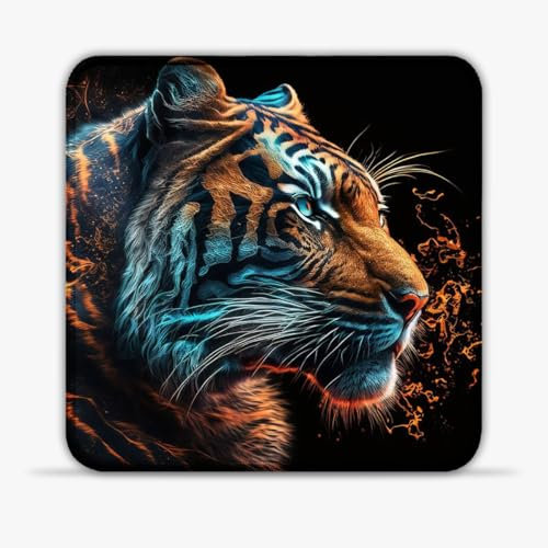Tappetino per mouse Animali celesti Tigre (30 x 30) CM 11.81 (in) Tappetino per mouse in tessuto su bordi cuciti base antiscivolo compatibile con mouse laser e ottici