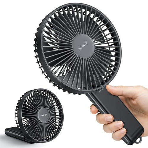 WSKEN Handheld Fan,Portable Desk Fan with 4 Speeds，180°Adjustable Foldable Personal Quiet But Powerful Desktop Fan for Home/Office/Outdoor,Black
