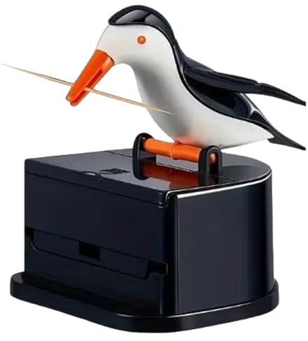 Obelunrp Vogel Zahnstocher Spender, Pressentyp Vogel Zahnstocher Spender, automatische Zahnpickelhalterspender für Heimrestaurants