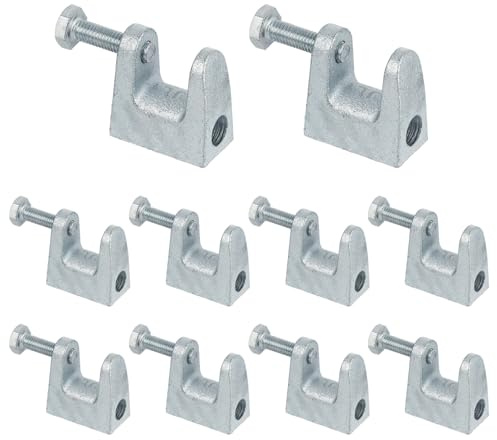10 Pcs C-Shape Beam Clamps 0.78’’, 25/32’’ Jaw Opening Zinc Plated Surface Carbon Steel Beam Clamps with Locknuts, Hardware Accessory for Cable Conduit Wooden Strip Desktop