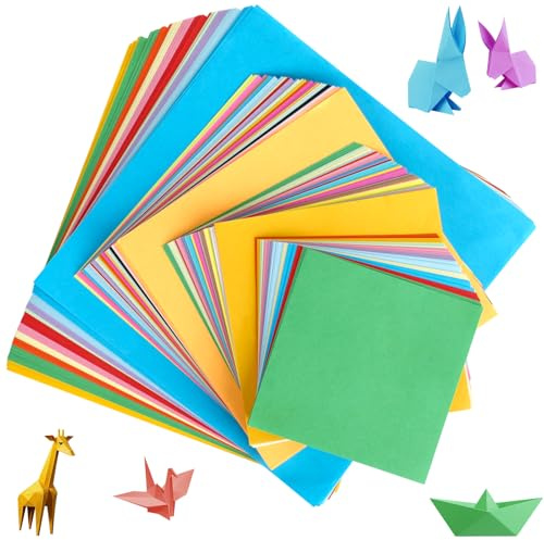 400 Blatt Origami Papier，70 g/m² Bastelpapier Bunt，20cm*20cm，Doppelseitiges Guadratisches Origamipapier für Schulbasteleien, DIY-Projekte, Origami im Klassenzimmer (20 Farben)