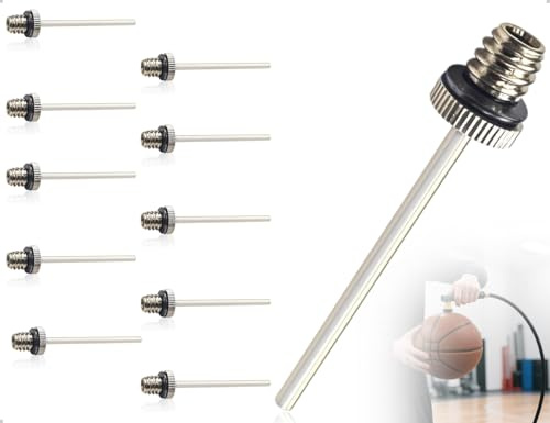 Emezddo 10 Stück Ballpumpe Nadeln,Fußball Legierung Pumpe,Luftnadel Multifunktionale und leicht zu tragende,Doppelloch Luftauslass,für Hallensport,Outdoorsport(Silber)