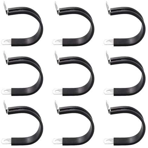 YYIGVMO 9 Stücke 34mm Gummi Gefüttert P Clips, 304 Edelstahl Gummikissen Rohrschellen, Leitungsschelle, für Rohr- oder Drahtschnur-Installation