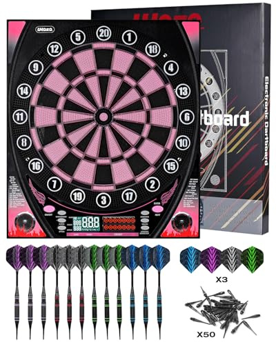 Dartscheibe Elektronisch mit Heller Punkteanzeige, Mehreren Spielen und robustem Design - perfekt für Familienspaß und Wettbewerbe - inklusive Soft Tip mit 12 Darts