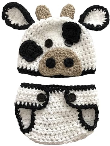 Baby Photoshooting Clothes Cow Costume Shorts & Cow Hat Photo Posing Costume Newborn Photography Clothes Accessories Newborn Photography Props