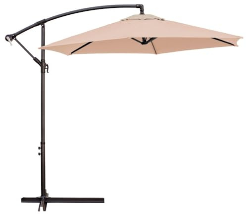MONTY Parasol excéntrico diámetro 300 cm Arena, con Anti Viento y Manivela