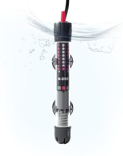 LUNEKUCK Aquarium Heizung 50W Aquarienheizer für 30-60 L Aquarien Heizer Aquarium Heizstab mit Temperatureinstellknopf 20-34°C Verdicktes Quarzglas + Saugnäpfen